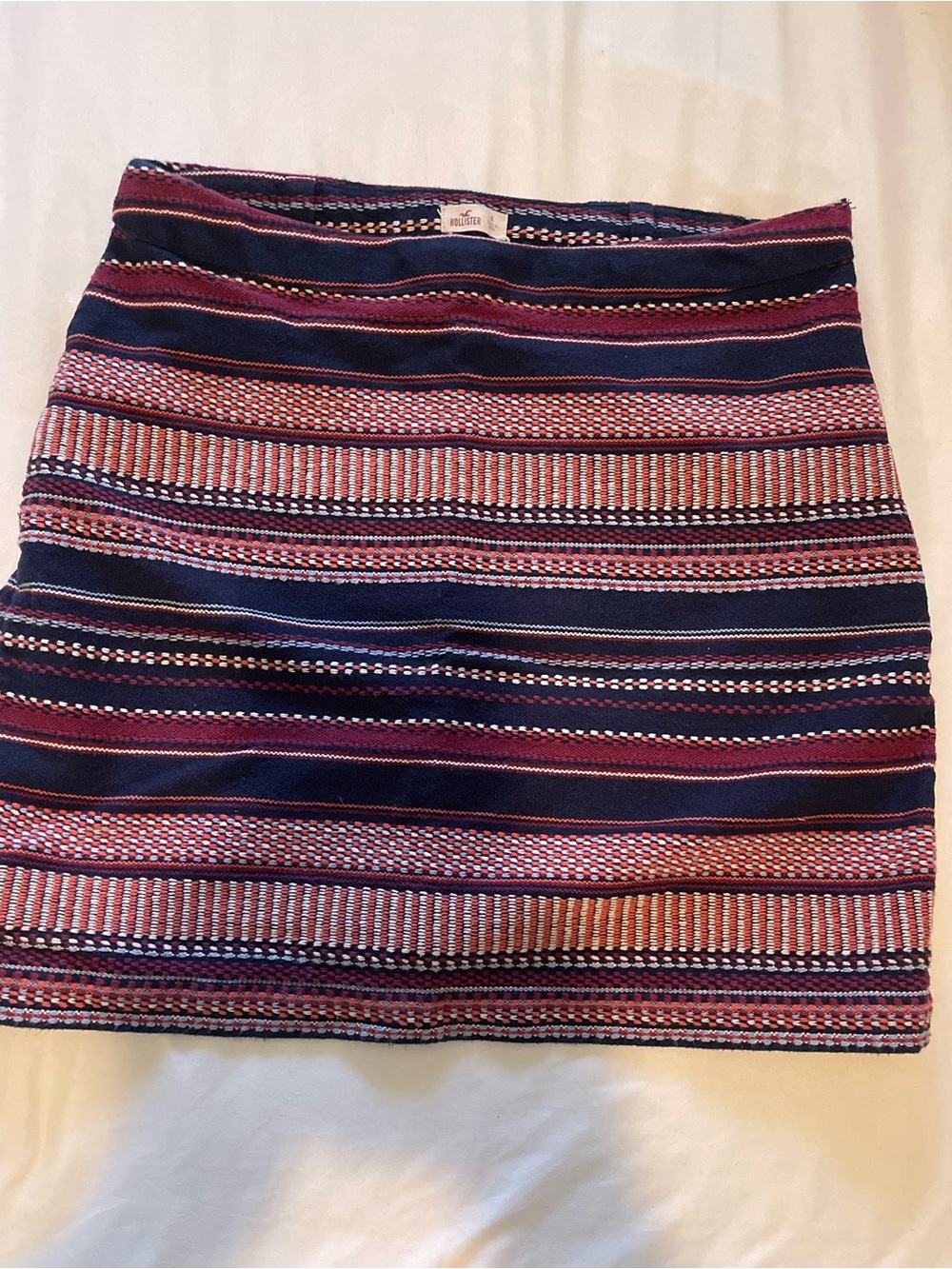 Hollister striped Navy and Burgundy Knit Mini Skirt